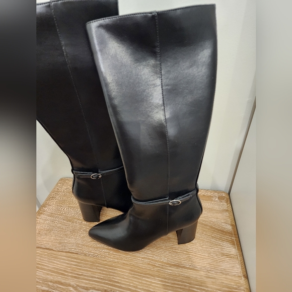 Anne klein brenice womens pointed toe zipper side closure thigh heel size 9.5 - Picture 8 of 12